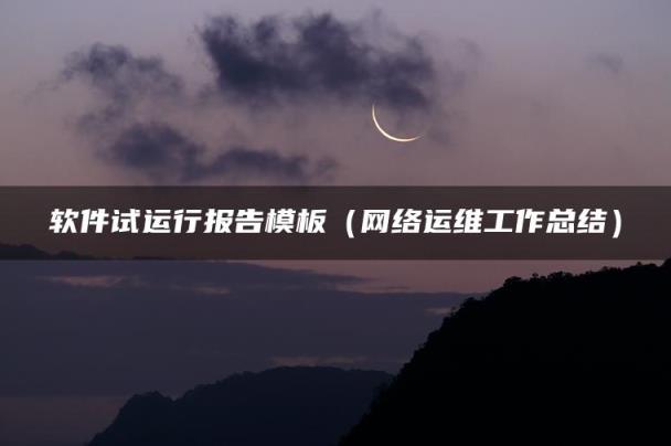软件试运行报告模板（网络运维工作总结）